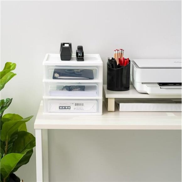 3 Drawer Desktop Organizer Plastic Storage for Office Art Craft Supplies White - Picture 5 of 7